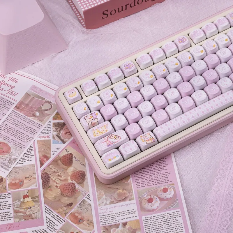 Keycap girl's heart is full of PBT five sided heat sublimation MOA compatible mechanical keyboard