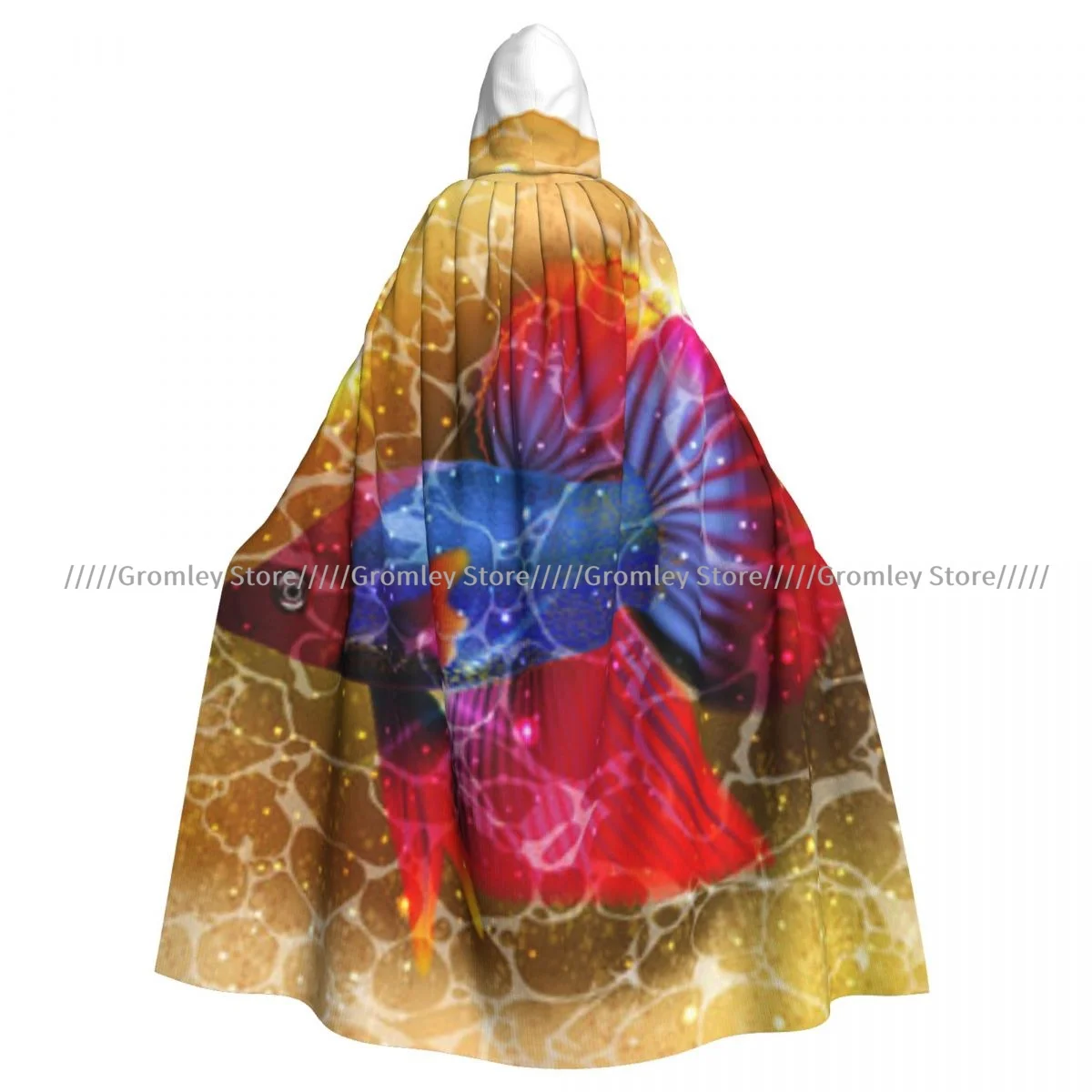 Siamese Fighting Fish Underwater Witch Cloak Hooded Cosplay Costume Halloween Adult Long Party Cape