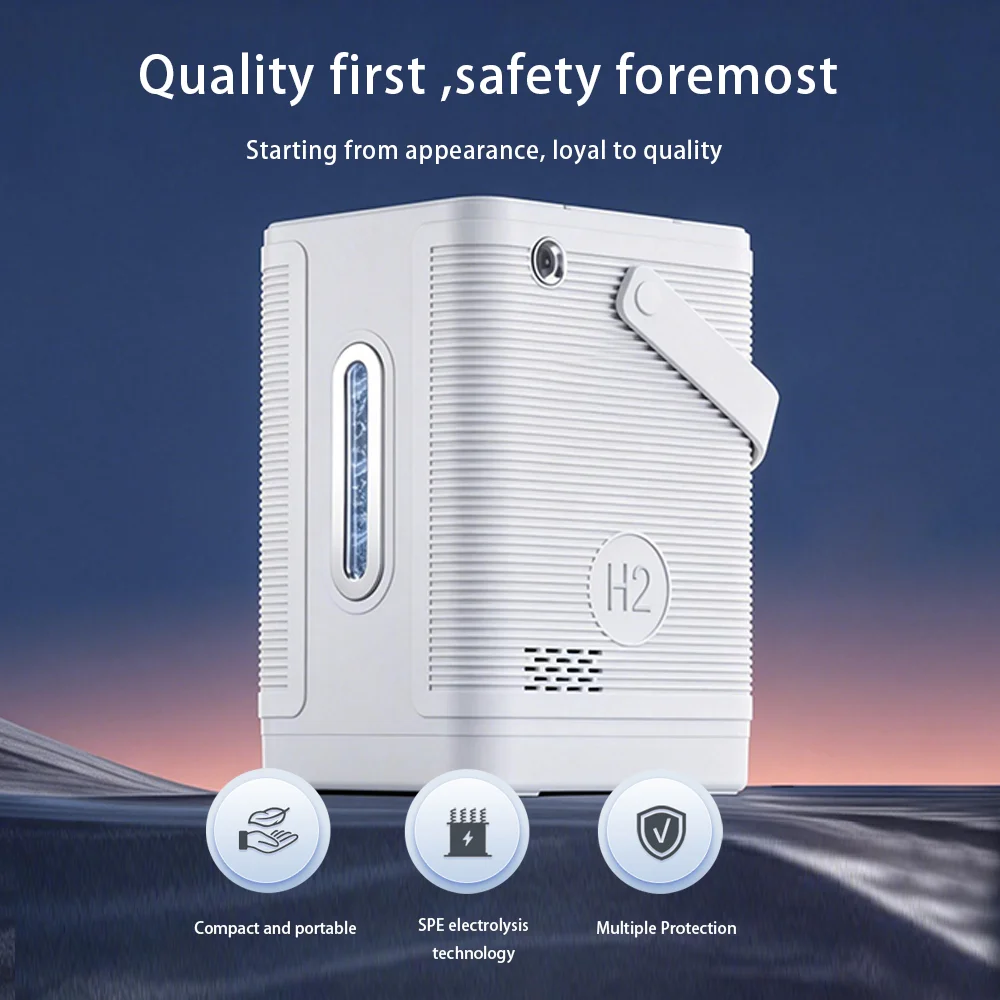 Hydrogen Gas Therapy Machine 225ml/min Adjustable Flow for Personal Care Use with Low Noise Continuous Operation System