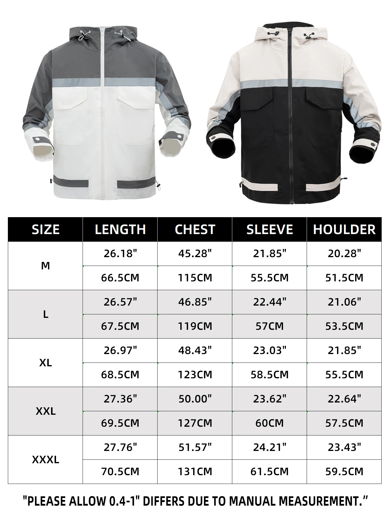Men's Winter Jacket Windproof Waterproof Warm Fashion Casual Sporty Outdoor Skiing Coat, Thickened Color Block Design.