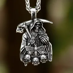 2023 Punk chokers stainless steel punk skull men Hell Butterfly and Death pendant necklaces fdr gift free shipping