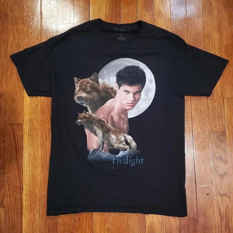 قميص توايلايت ساغا للرجال متوسط أسود جاكوب وولف مون جرافيك فيلم تي شيرت #1