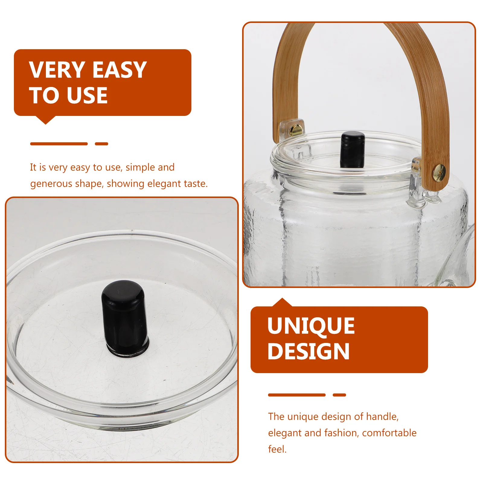 

1Set Beautiful Design Glass Teapot Strong Break Resistant Artistic Coffee Pot Household Tea Kettle Lightweight