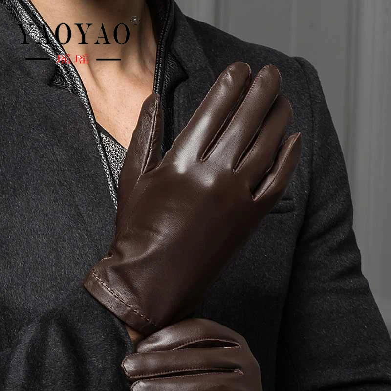 YY8103 leather thin Gloves for men 2024 new male genuine goatskin Ride Driving Luvas