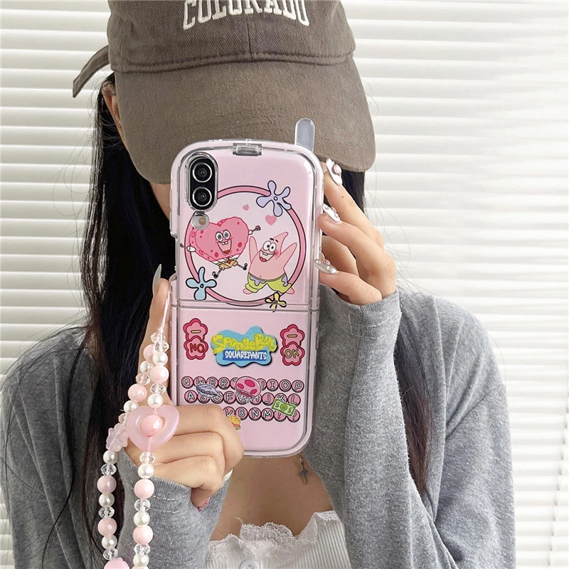 SpongeBob SquarePants Patrick Star Cute Cartoon Phone Case For Samsung Galaxy Z Flip 7 Hard Back Cover For Z Flip 6 5 4 3 Case