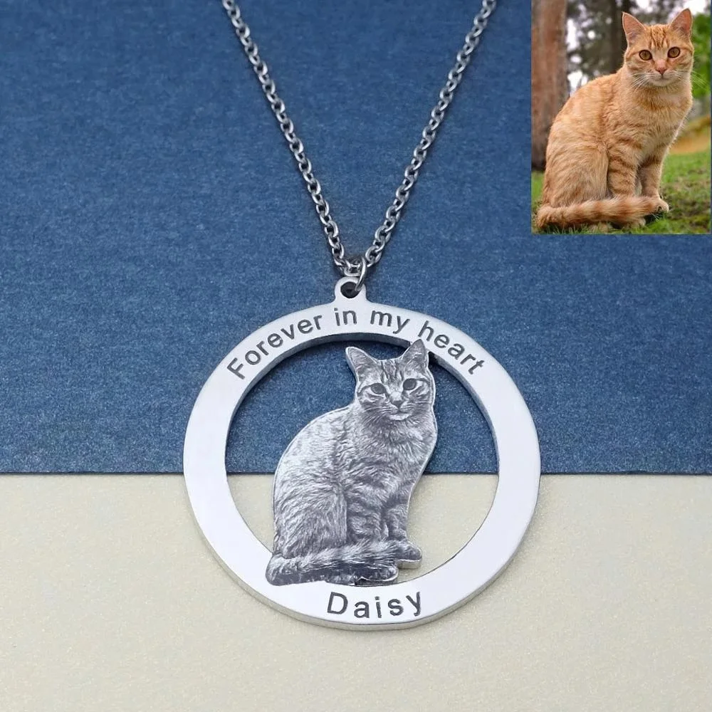 Personalisasi Gambar Hewan Peliharaan Kalung Kustom Potret Anjing Anda Hewan Peliharaan Foto Kalung Kucing Perhiasan Hewan Peliharaan Memorial Perhiasan Anjing Kekasih Hadiah