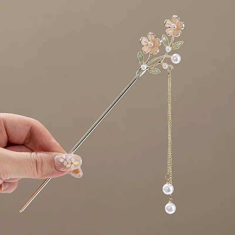Women's Elegant Flower Hairpin with Blue Flower Tassel