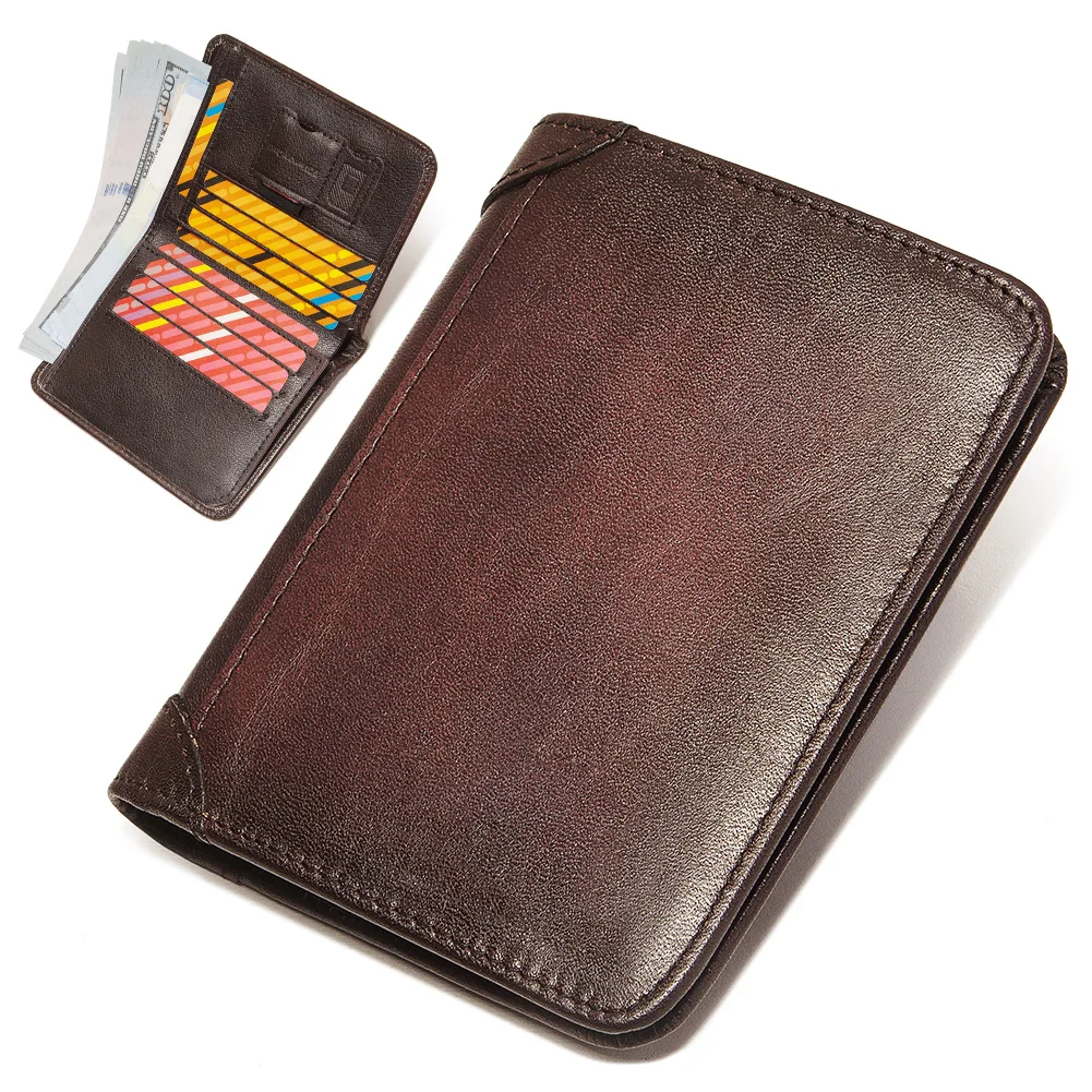 Rfid Blocking Luxury Small Men's Credit Id Card Holder Wallet Male Slim Genuine Leather Wallet Purse For Men Brown Black Coffee