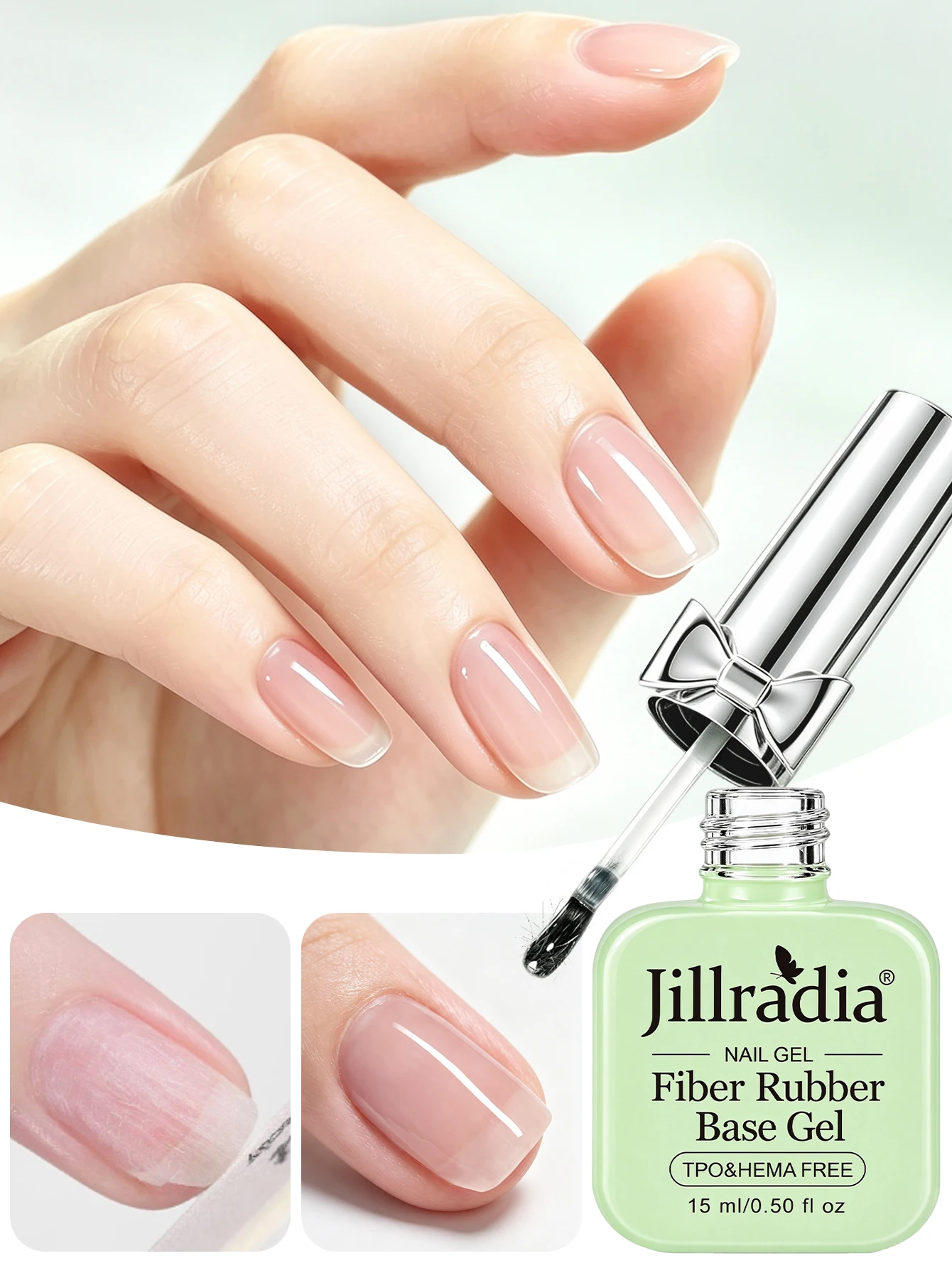 1Pc 15Ml Fiber Rubber Base Gel For Broken Nails, Transparent Nail repair Gel, Gel Nail Strengthener For Thin Nails