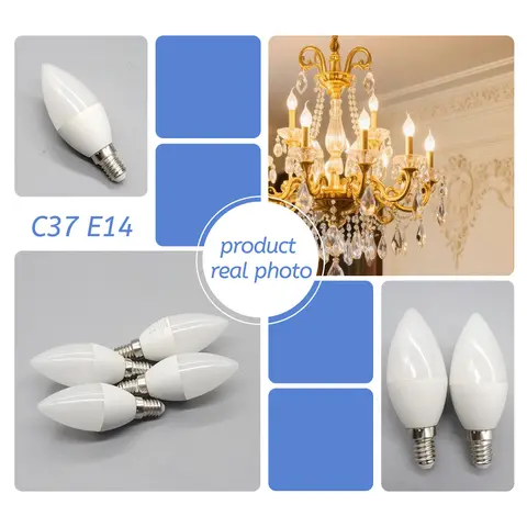 1-10PCS E14 7W 6W 5W 3W LED Candle Bulb Light AC100-240V Warm Light LED Cool Light Decoration Chandelier for Home Living Room