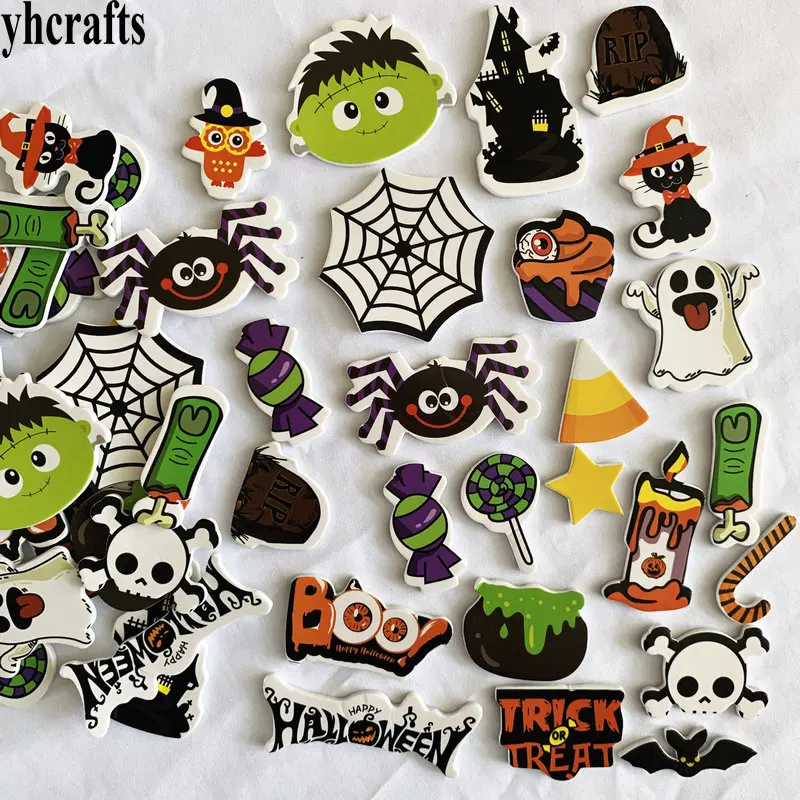 1bag/LOT,New printed halloween foam stickers Spider ghost  candy shape holiday decoration indoor ornament