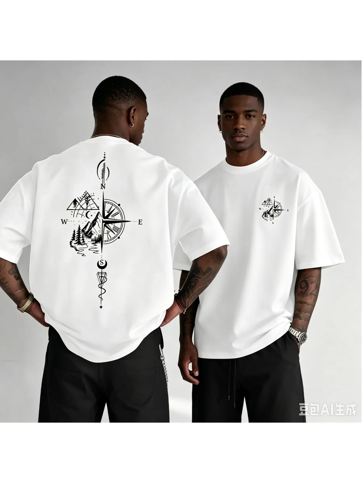2026 Neues Sommer-T-Shirt für Männer mit geometrischem und Hügelmuster, Street-Style, geeignet für den täglichen Freizeitgebrauch, locker geschnitten, Baumwollmaterial