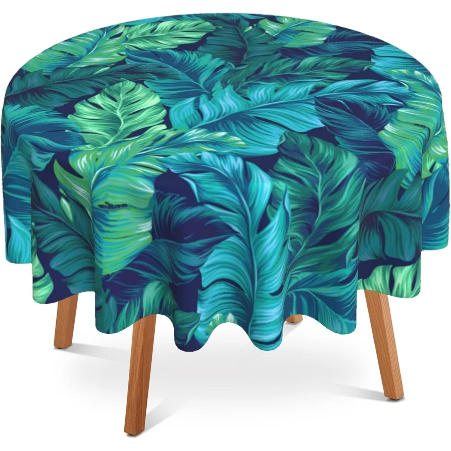 

Круглая скатерть 60 ih, зеленая, тропическая, пальмовая, круглая, накидка на стол, устойчивая к пятнам, водоотталкивающая, без морщин, скатерть для
