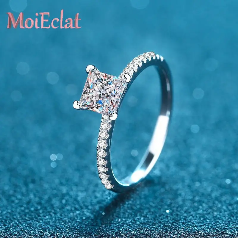 

Cathedral-set Platinum Pt950 Ring for Women with 1ct/2ct square Moissanite, Fine Jewelry for Ladies Wedding Birthday Gifts
