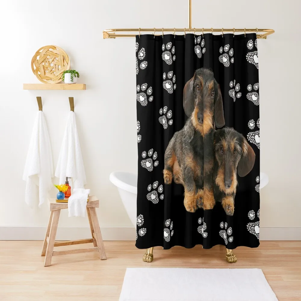 

Dachshund wire-haired, paws, paws, dachshund, wire-haired dachshund looks funny Shower Curtain Bathroom Shower Set Curtain