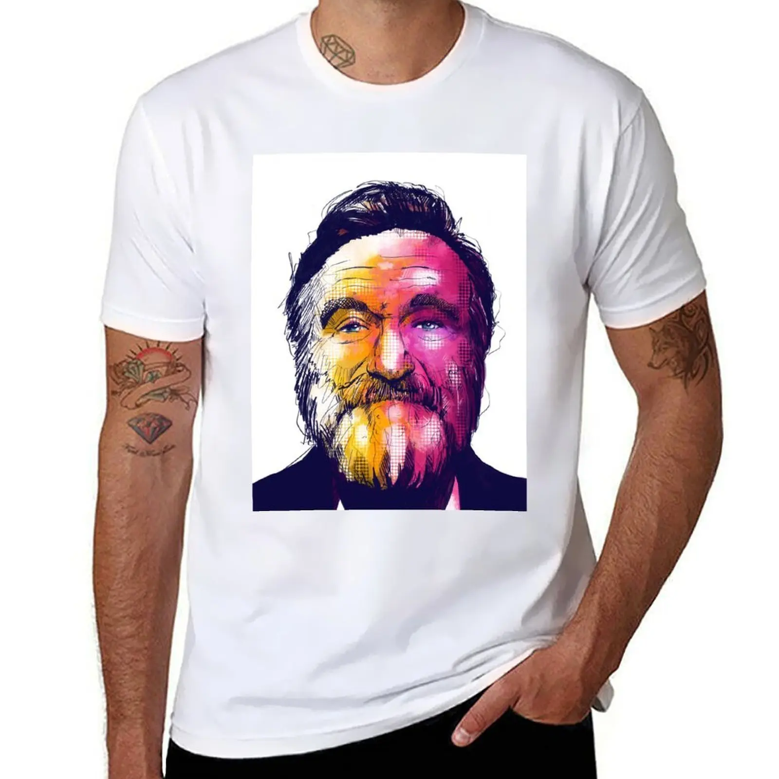 

Robin Williams Tribute Portrait Illustration T-Shirt g man t shirts for men funny t shirts cotton T-Shirt