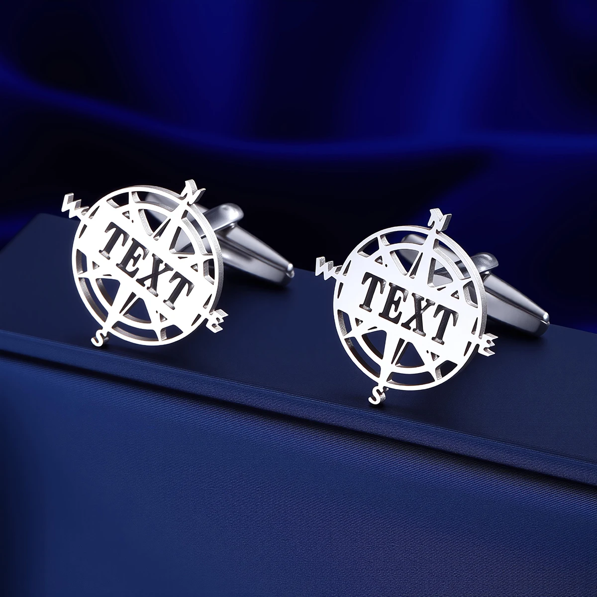 Customized Name Men's Compass Cufflinks Custom Suit Shirt Stainless Steel Buttons Sports Jewelry Gifts