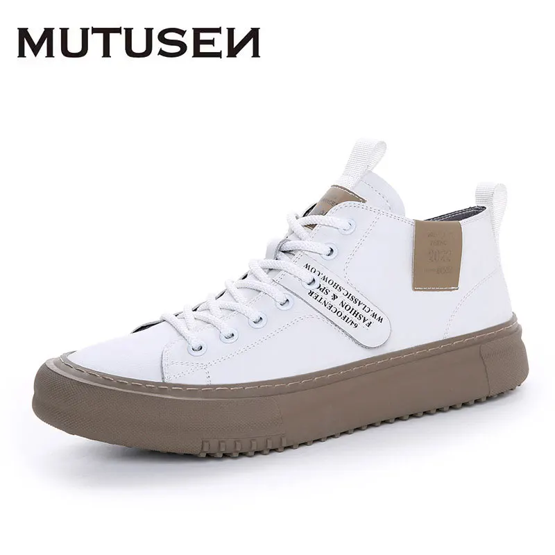 Leather Men\'s Sneakers Fashion Man Flat Shoes Height Increasing Shoes Lace-Up High Quality Men Sneakers for Men Luxury