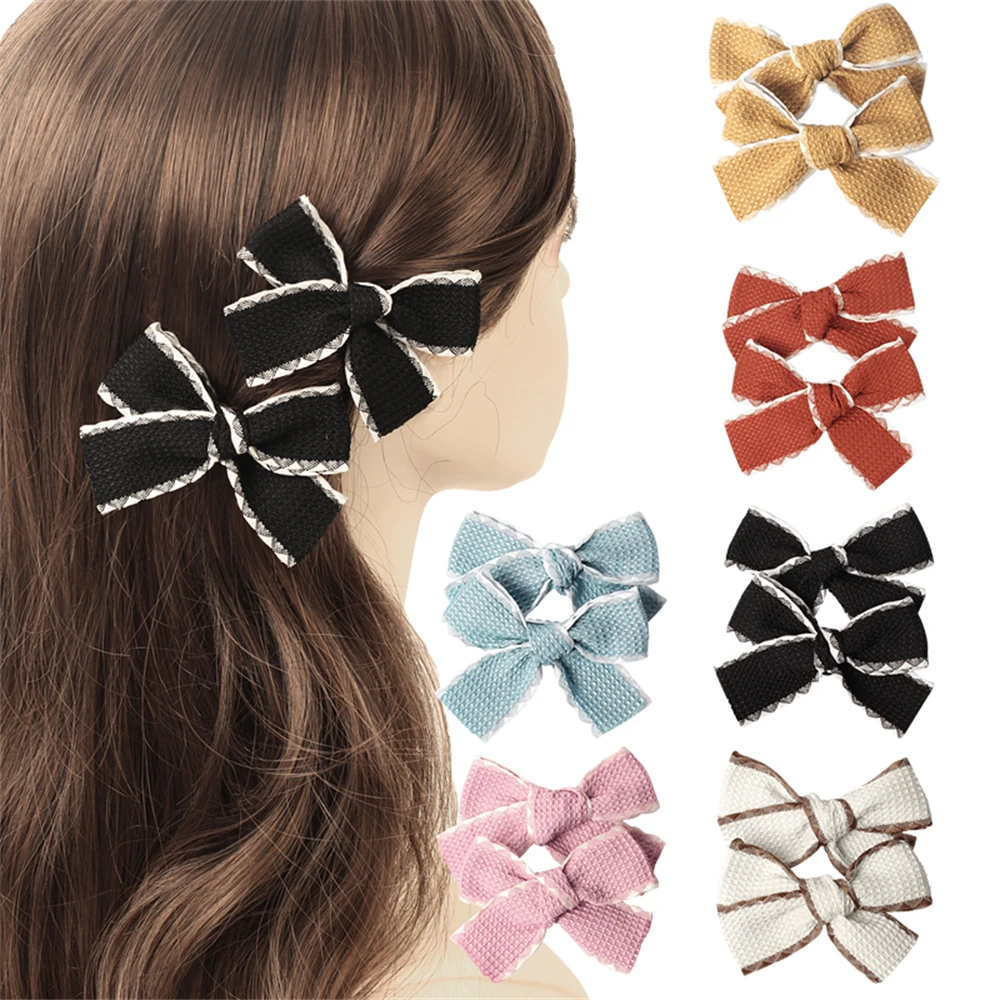 Bowknot Headwear Children Cotton Lace Ribbon Hairband Cute Baby Band Babyclip Hair Accessories For Girls Kids Free Shipping