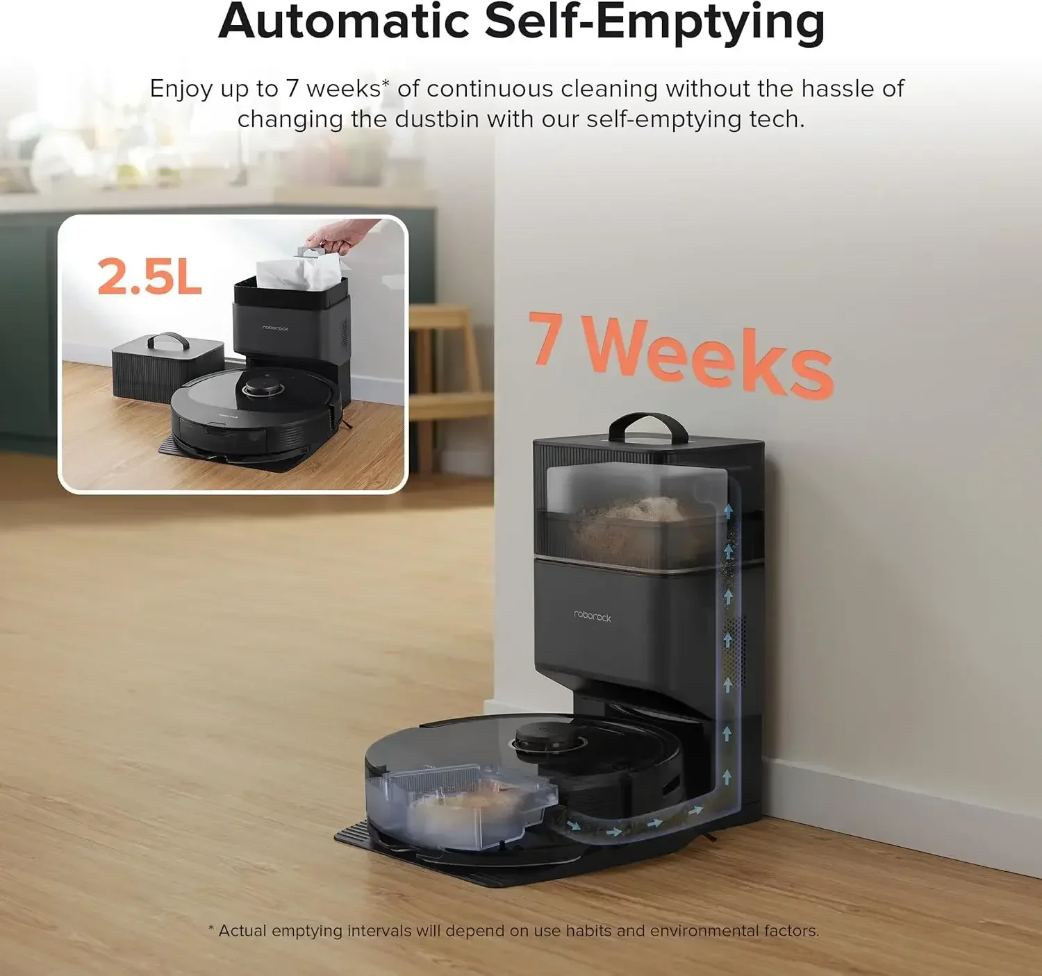 

roborock Q8 Max+ Robot Vacuum and Mop, Self-Emptying, Hands-Free Cleaning for up to 7 Weeks, Reactive Tech Obstacle Avoidance