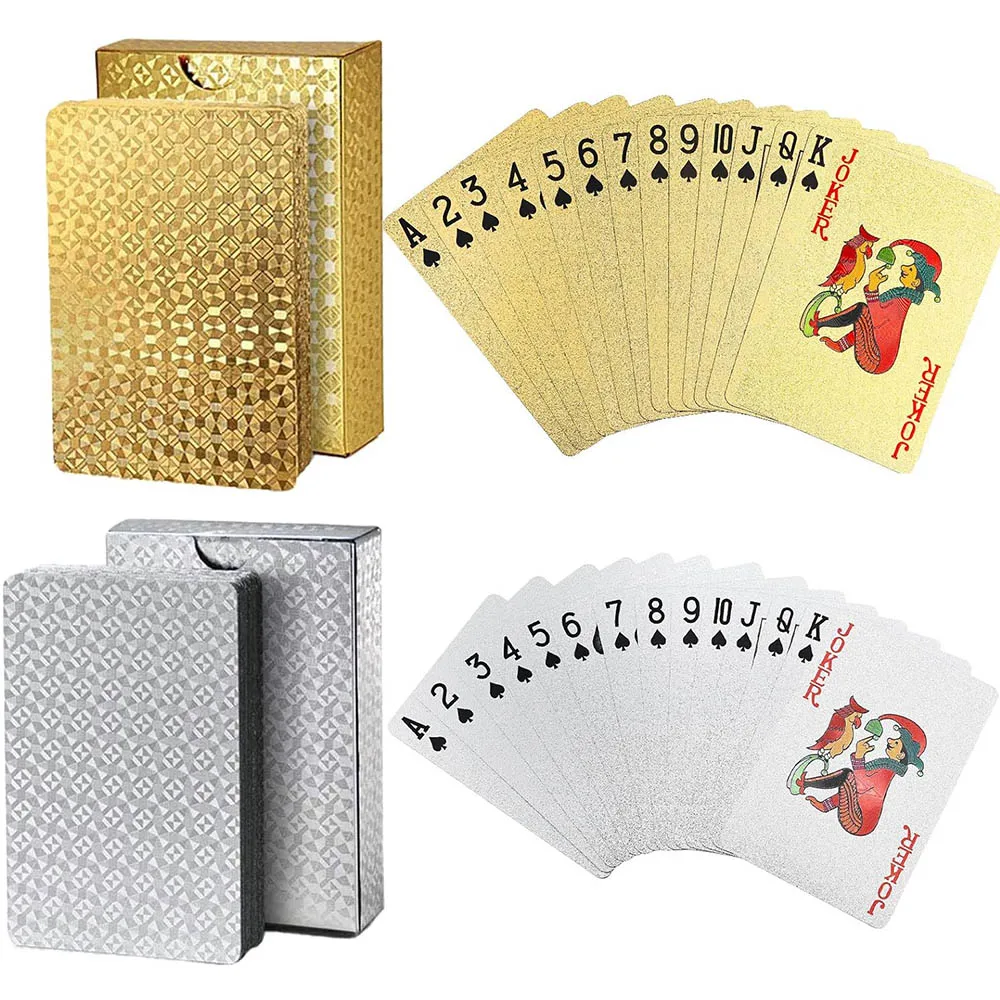 Playing Cards Waterproof Gold Plastic Poker Cards Novelty Poker Game Tools for Board Game Family Party Outdoor Entertainment