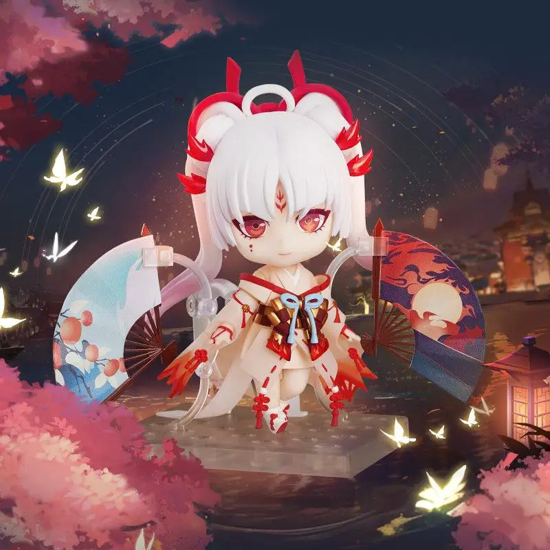 

10cmGSC Style Nendoroid Onmyoji 1608 Shiranui Action Figure Anime Swap Face Movable Joints Cute Chibi Doll Desktop Decoration