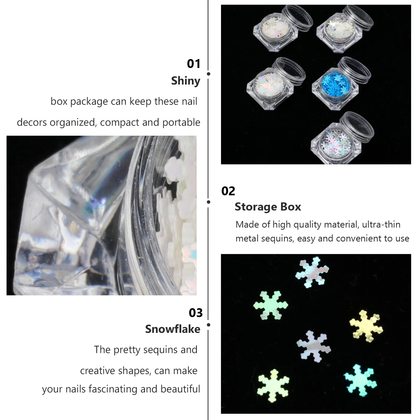 

5 Boxes Snowflake Nail Sequins Manicure Supplies Gold Flakes Art Paillette Confetti Festival Christmas Gift Women