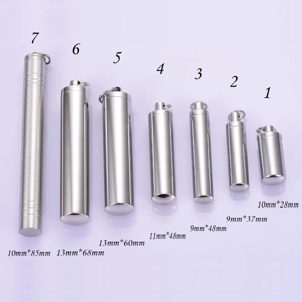 Men Stainless Steel Perfume Holder Bullet Cylinder Ashes Urn Pendant Angel Wing Charm Memorial Necklace Jewelry 6 Sizes