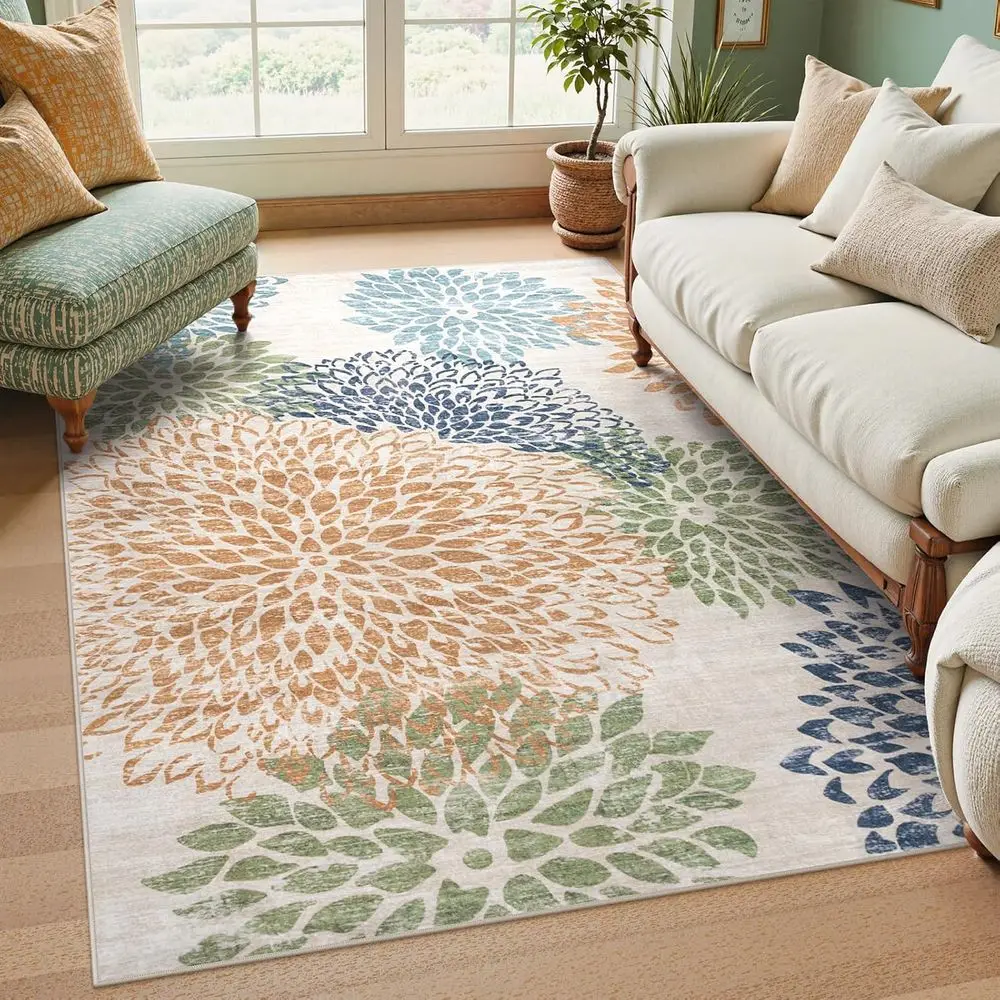 

Разноцветный коврик 5x7 в стиле бохо с цветочным принтом, мягкий низкий ворс для спальни, общежития, гостиной, нескользящий ковер для классной комнаты, детской, офиса