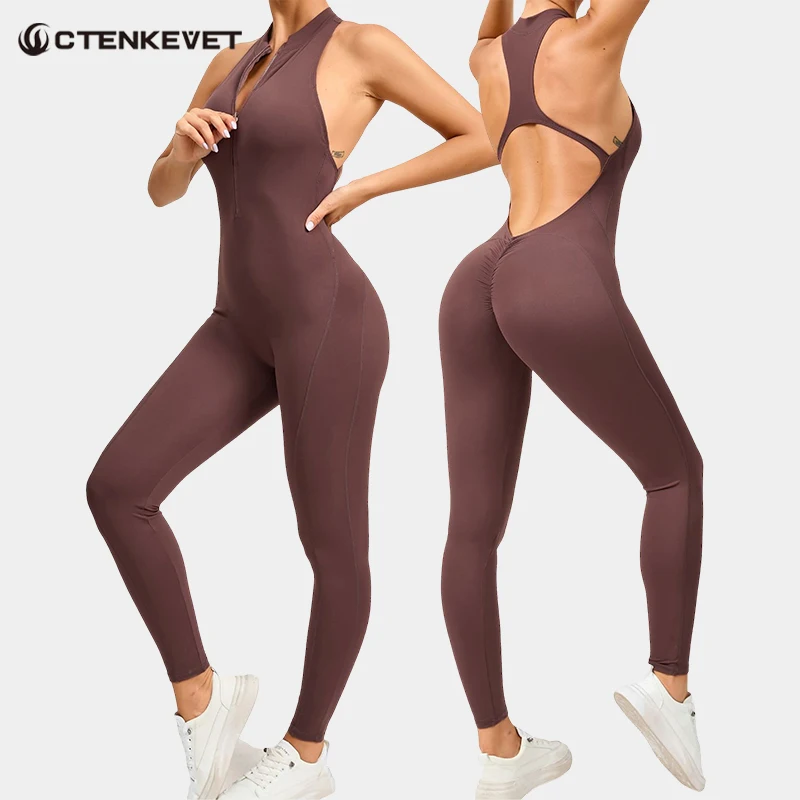 

Сзади V-образный сплошной костюм на молнии Женская Спортивная одежда для фитнеса женский костюм для йоги одежда для йоги Комбинезоны для тренировок