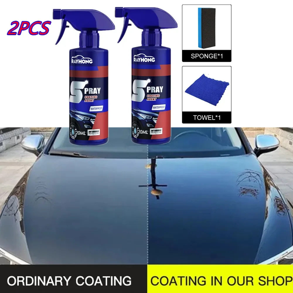 

2PCS Spray Ceramic Car Coating Spray Paint Care Nano Ceramic 120ml Liquid Spray Polish Wax Hydrophobic Scratch Remover Car Care