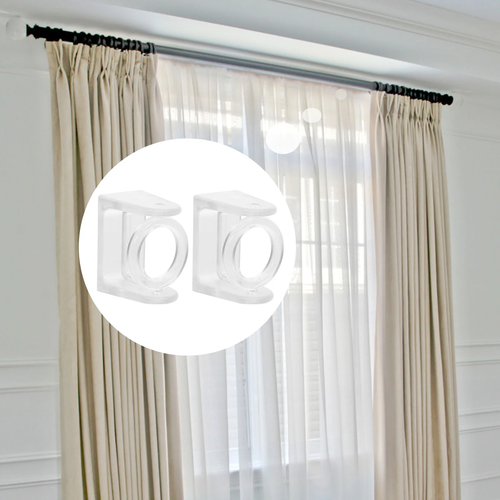 2 قطعة حامل قضيب الستارة الدوار ABS مستقرة لا الحفر قضيب الستارة هوك للحمام غرفة نوم مكتب ملحقات الحمام #2