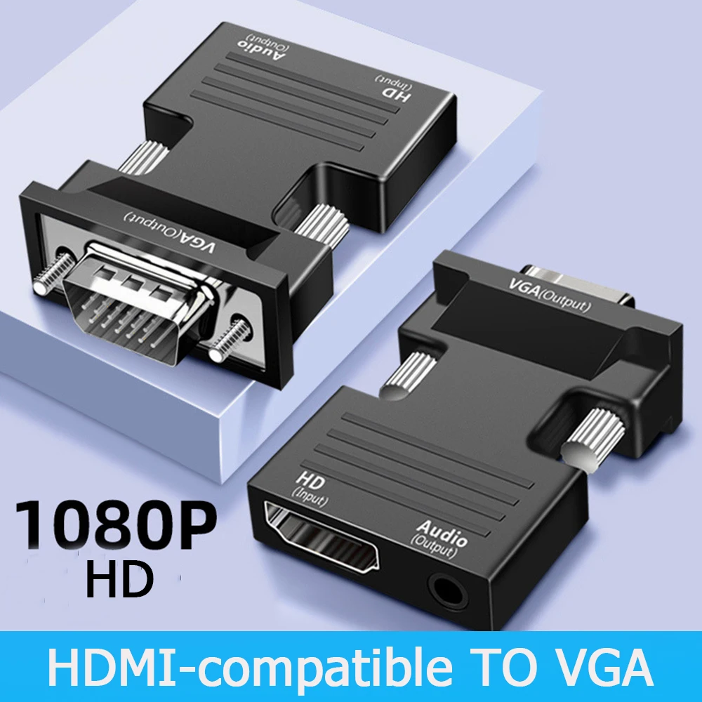 Convertitore HDMI compatibile con VGA adattatore maschio a Famale HD 1080P con cavo Audio Jack da 3.5mm per proiettore Display Laptop PC