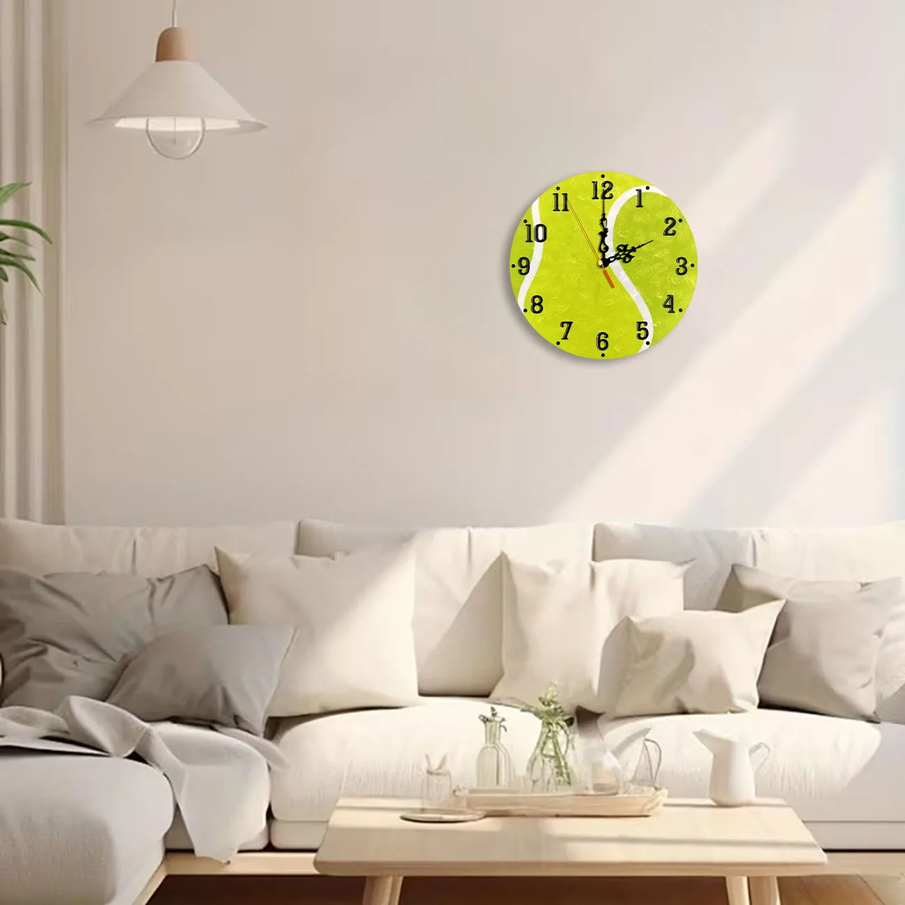 Silent Wooden Round Wall Clock, Non-Ticking Decor Wall Watch for Home Bedroom Living Room, AA Battery Not Included