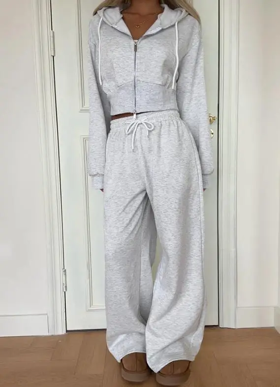 

Осень/зима 2022, новая женская мода, повседневный стиль, спортивная одежда на молнии, повседневные брюки, комплект из двух предметов, женская одежда