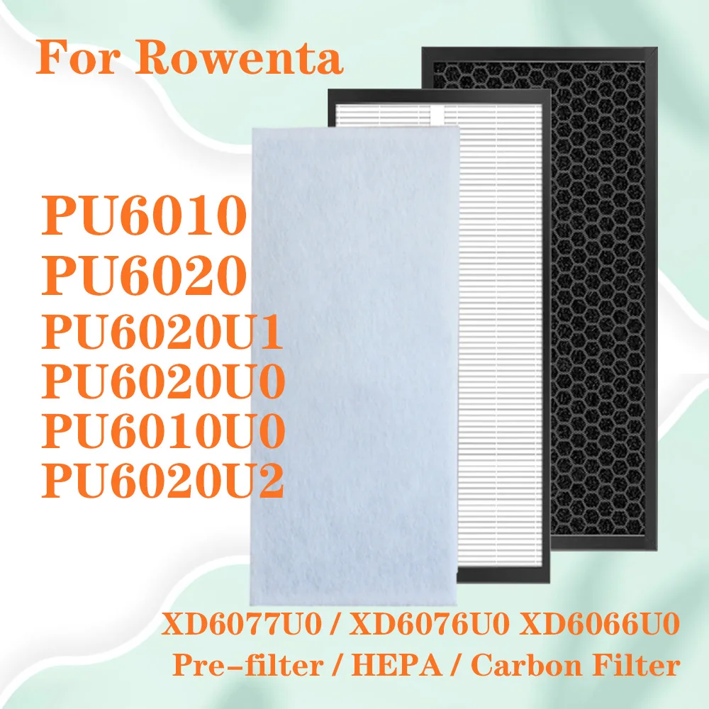 XD6077U0 XD6076U0 XD6066U0 Replacement HEPA and Carbon Filter for Rowenta Air Purifier PU6010 PU6020 PU6020U1 PU6020U0 PU6020U2