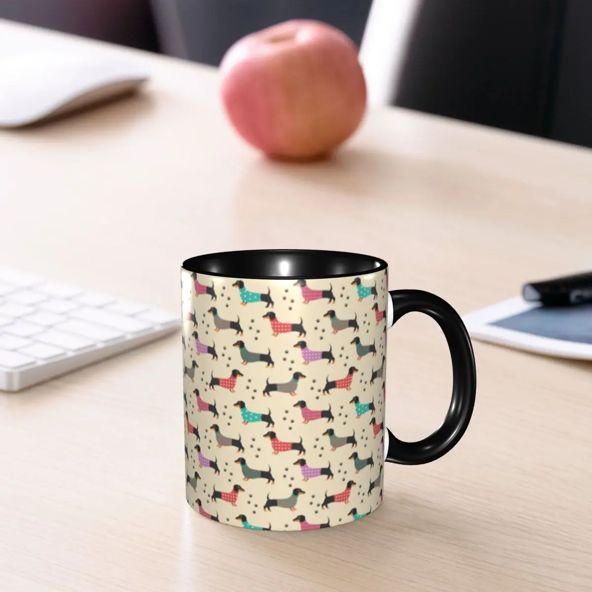 Customized Cartoon Dachshund Dog Pattern Mug DIY Ceramic Tea Milk Coffee Cup