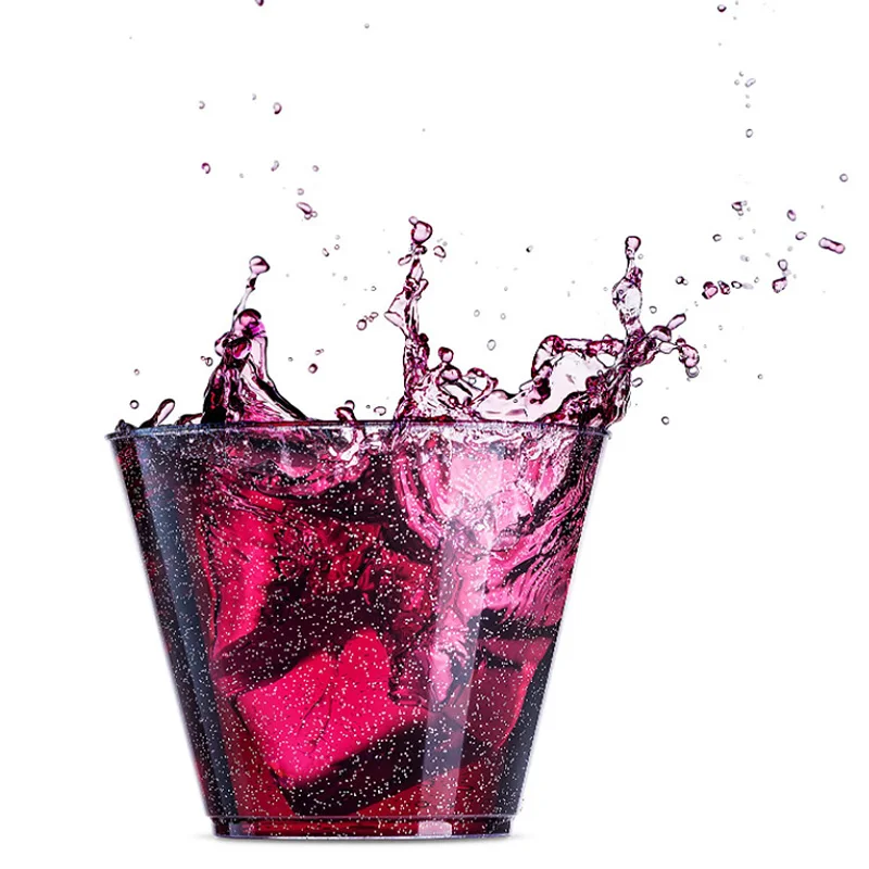 10pcs Disposable Durable Plastic Wine Goblet Cup Gold Rimmed Fancy Glitter pattern Party Wedding Celebration Large Capacity