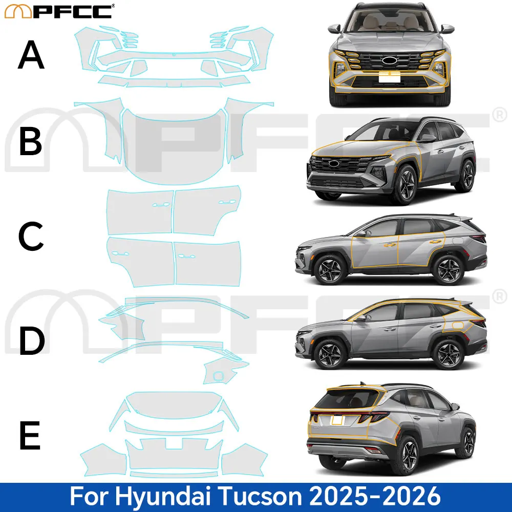 For Hyundai Tucson 2025 2026 Precut Clear 9Mil TPU PPF Full Car Paint Protection Film Scratch-Resistant Anti-UV Car Accessories