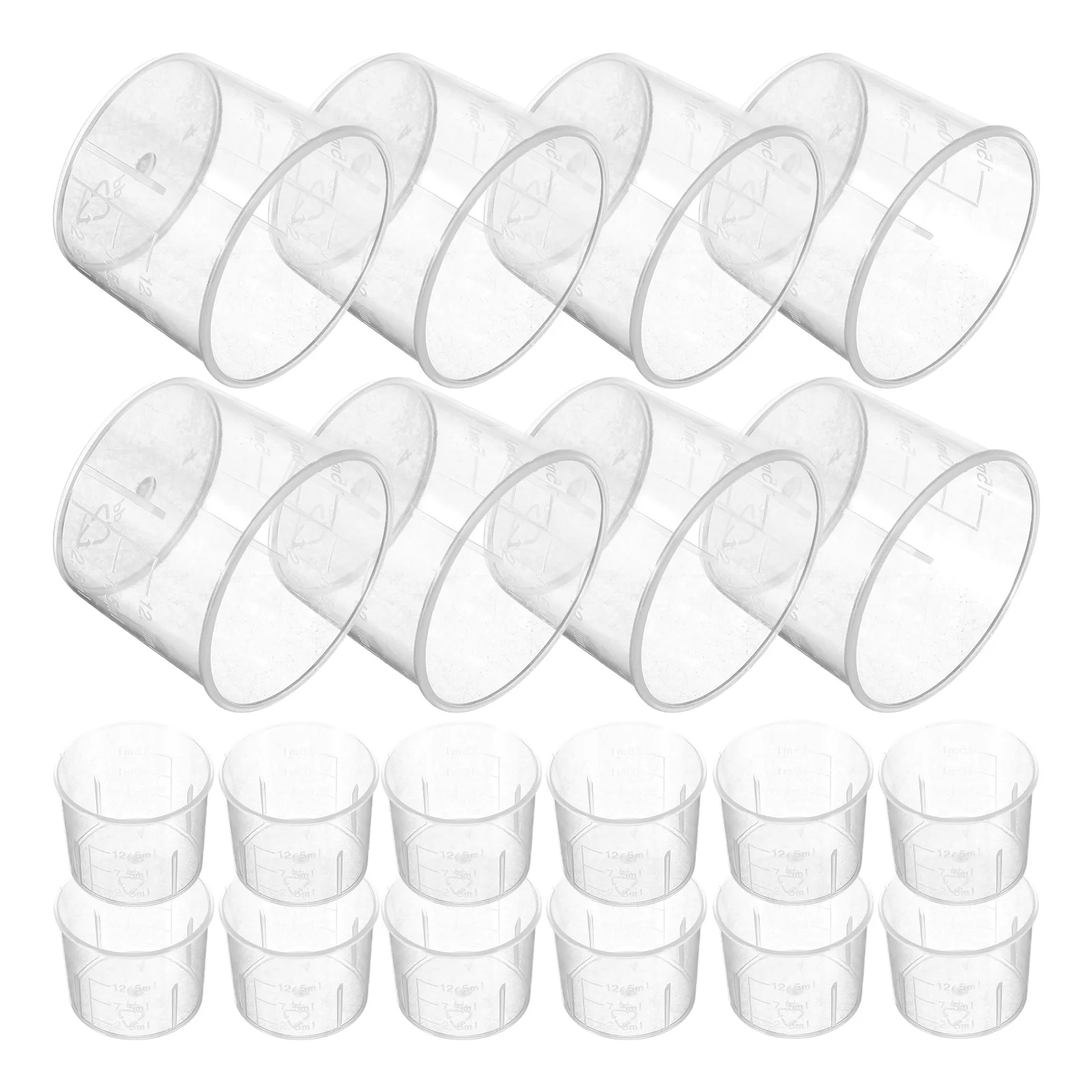 

100pcs Plastic Measuring Beakers Clear 15ml Scale Lab Supplies Kitchen Tool Graduated Cups Educational Equipment