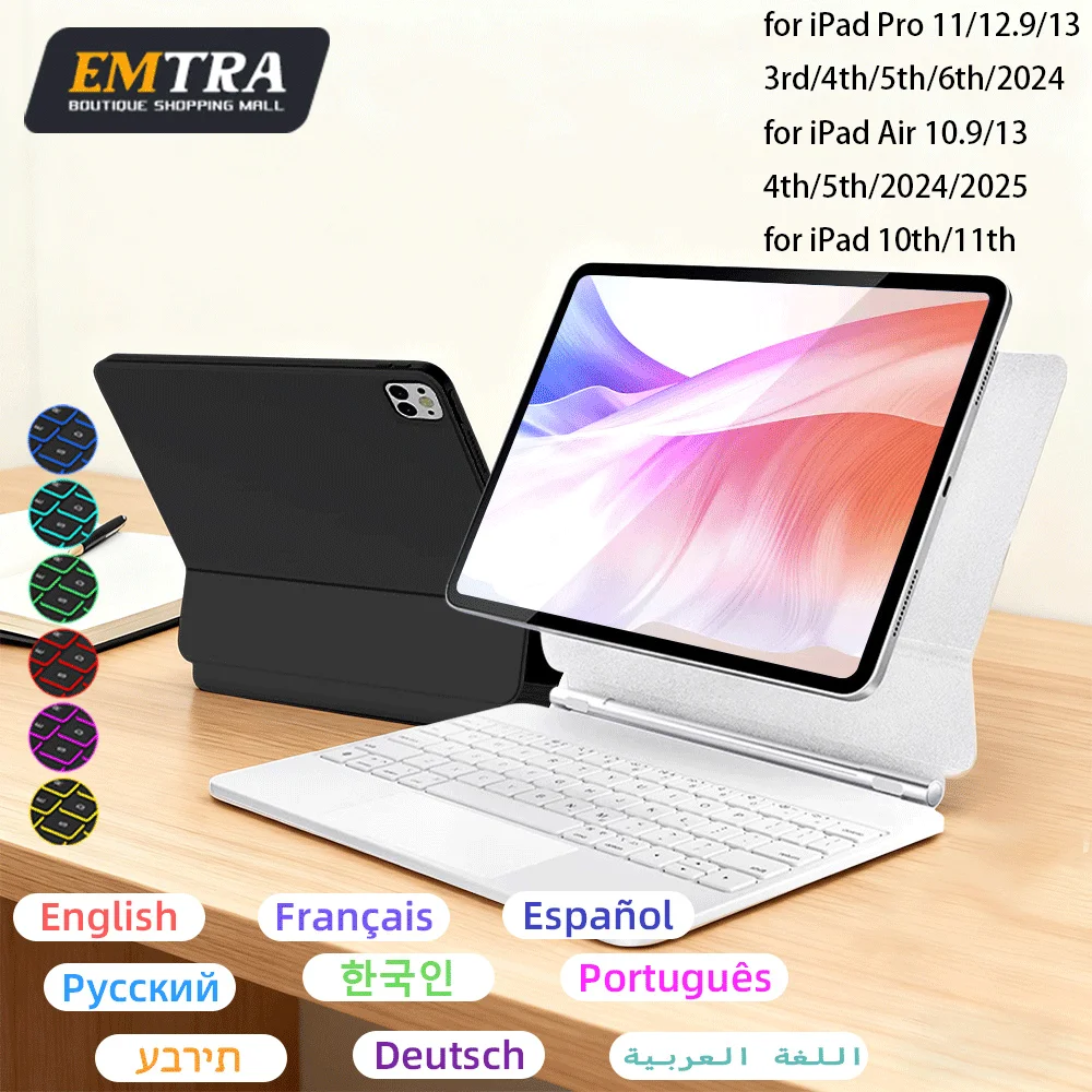 

Magic keyboard for Ipad 2025 iPad 11th 10th for iPad 10th Generation Pro 12.9 inch 6th 5th 4th 3rd Gen Smart Cover Magnetic Case
