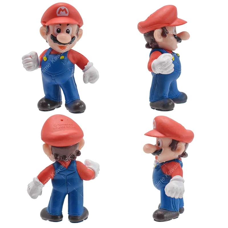 Figurines d'action Mario Bros en PVC pour enfants, Luigi, Yoshi, Matkey, Kong, jouets modèles, chambre plus lente, jeu, cadeaux d'anniversaire, ensemble de 6 pièces