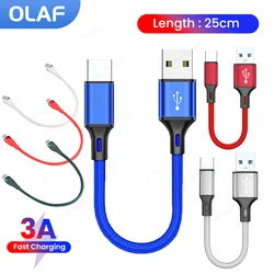 Olaf 66W 25cm Short USB Type C Cable 3A Fast Charging USB A To Type C Cable For Huawei Xiaomi Power Bank Mobile Phone Data cable