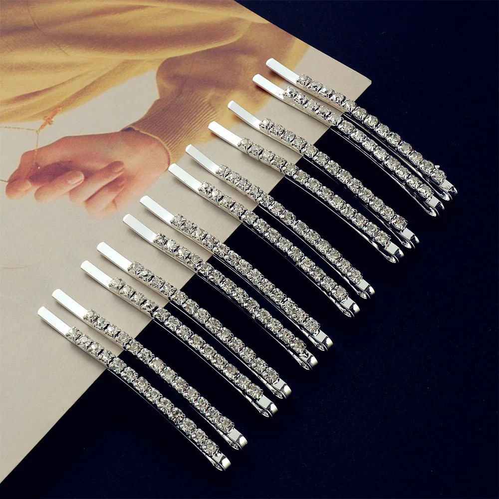 6Pcs Simple Girl Bar Hairpin Sliver Crystal Women Hair Accessories Baby and Lady Hair Headpiece For Daily Dressing