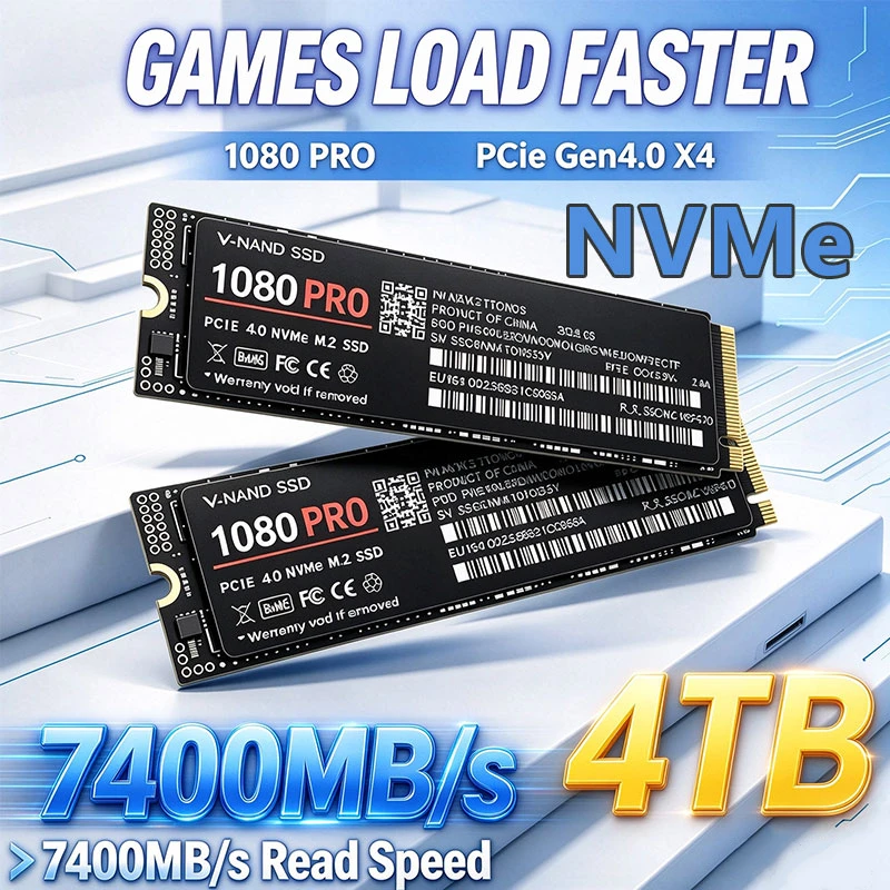 SSD interno M.2 NVMe de 7400 MB/s, 1080PRO, PCIe Gen4.0 X4, TLC, 3D NAND, 500 GB, 1 TB, 2 TB, 4 TB, formato 2280, unidade de armazenamento para jogos, compatível com PS5, PC e portátil.
