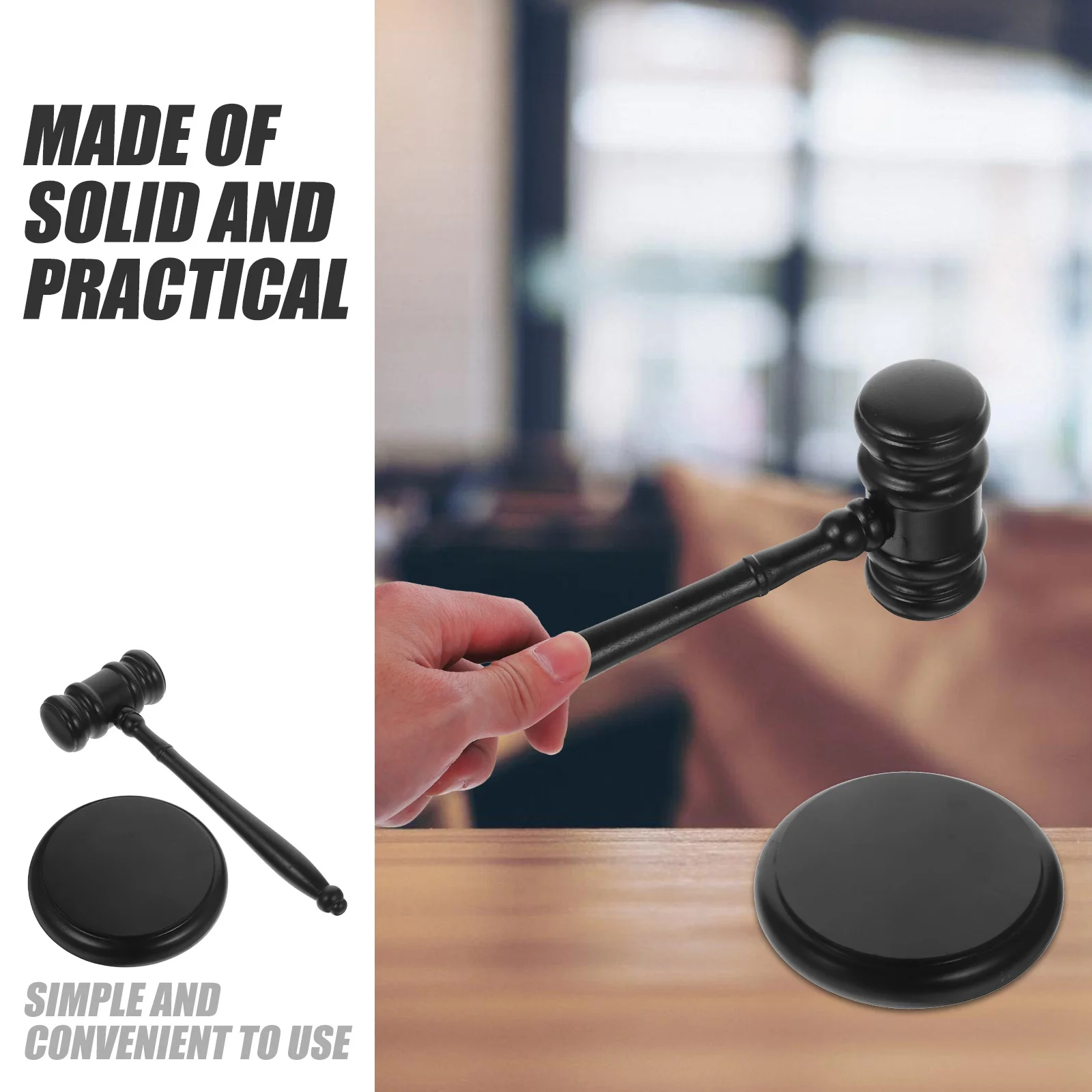 

1Set Wooden Judge Gavel Auction Hammer Solid Wood Lightweight Portable Hammer for Auction Bidding Court Judge Gavels