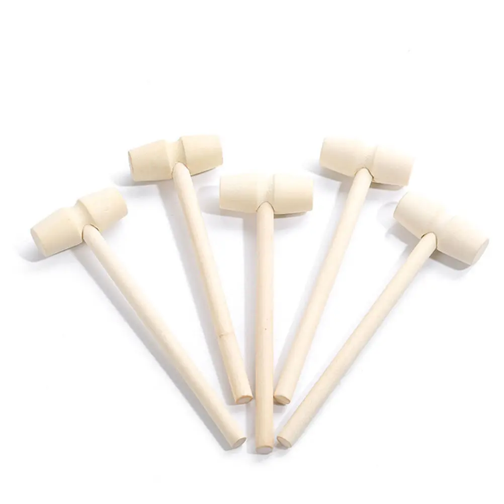 25Pcs Mini Wooden Crab Mallet Set Solid Wood DIY Painting Hand Eye Coordination Hammer for Children Wood Hammer Toy
