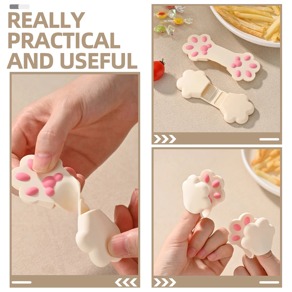 

2 Pcs Silicone Cat Claw Snack Clip Food Storage Bag Clips Chips Toy Sealing Safety Silica Gel Fresh-keeping