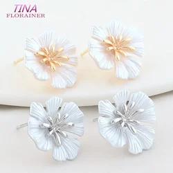 19.5MM 16MM 18K Gold Color Brass Flower Butterfly Stud Earrings Pins Earrings Jewelry Making Supplies Diy Findings Accessories