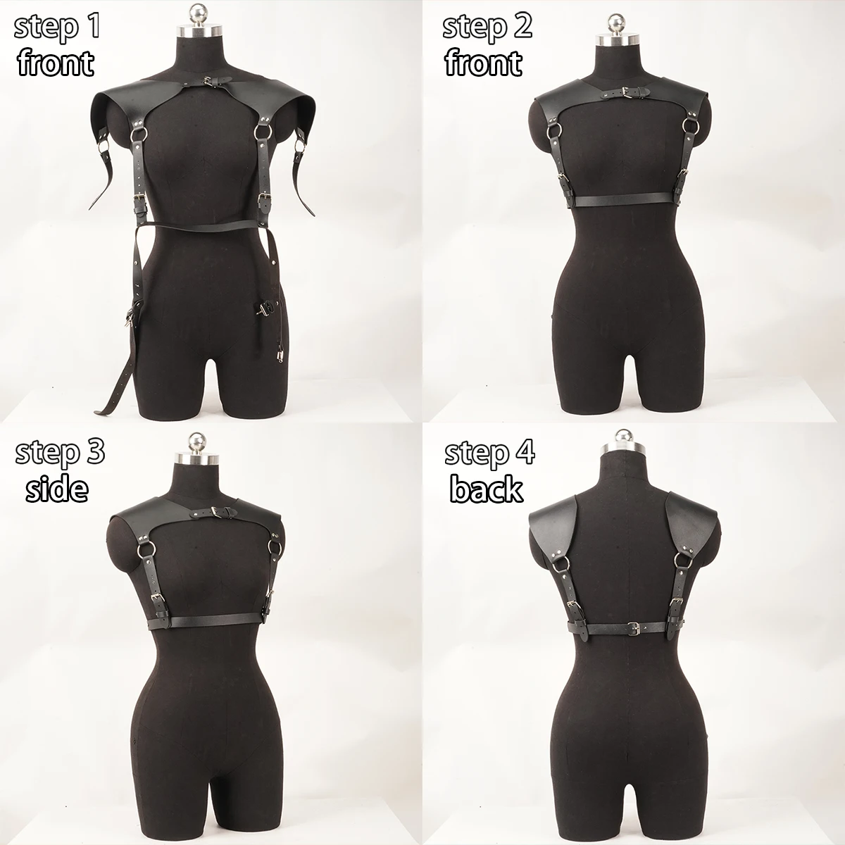 النساء حزام الموضة بولي Leather جلد الجسم الكتف درع مربط صدر حزام الكتف حزام تسخير النساء الملابس مفتوحة قفص الصدرية #6